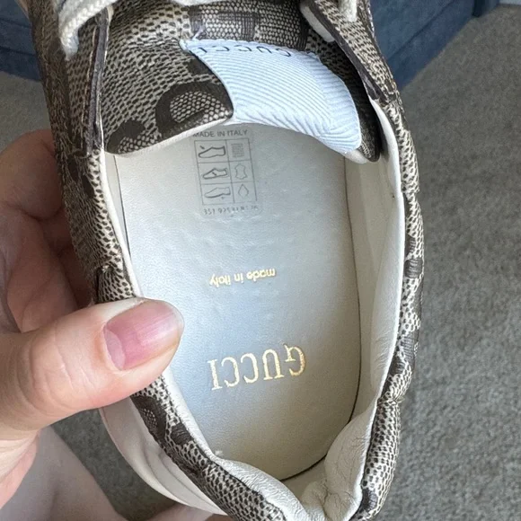 Gucci Brown Monogram Sneakers with White Sole - Picture 8 of 12